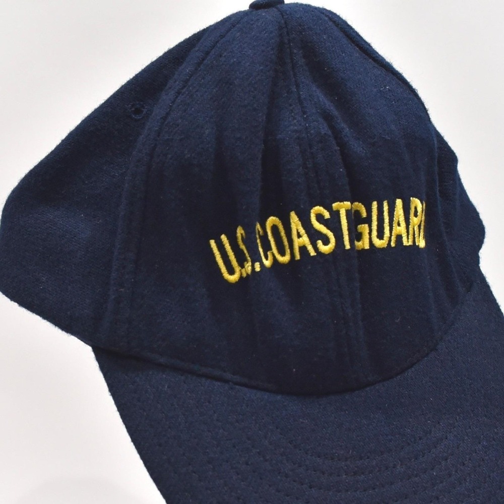Vintage US Coast Guard Wool Snapback Cap, Blue Wool Felt, Gold Lettering